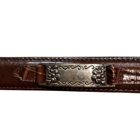 Vintage Brighton Women’s Large Brown Leather Belt with Silver Tabs and Buckle main image 8